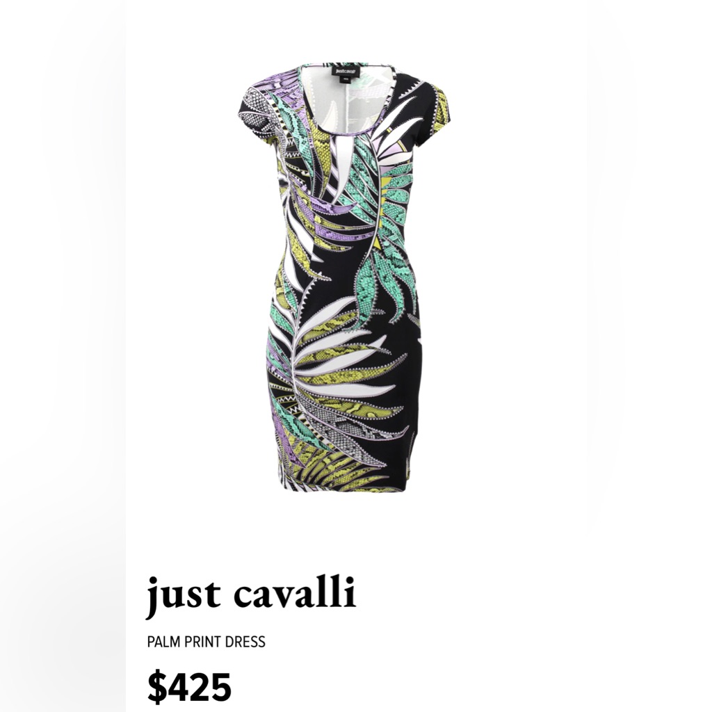 Just Cavalli Palm Print Dress Size 42